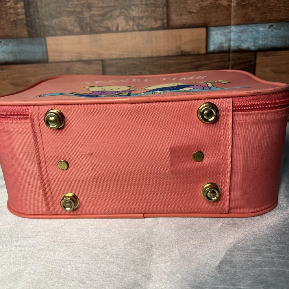 Vintage GOING TO GRANDMA'S Pink 1980s Childs Vinyl Suitcase Travel Carry On